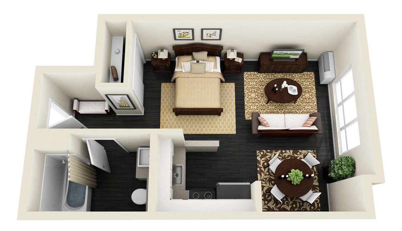 Floor plan for studio, 1 bath, 474 sqft